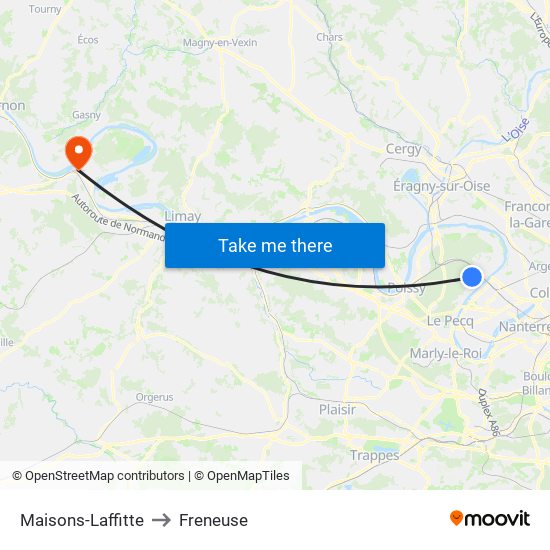 Maisons-Laffitte to Freneuse map