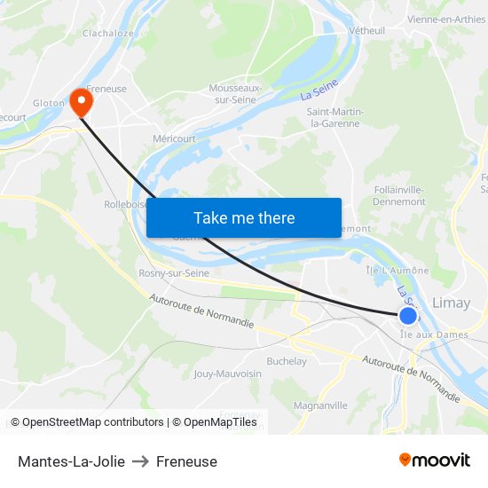 Mantes-La-Jolie to Freneuse map