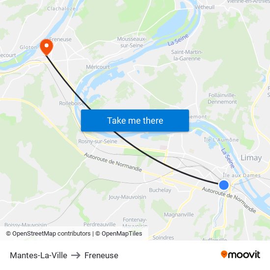 Mantes-La-Ville to Freneuse map