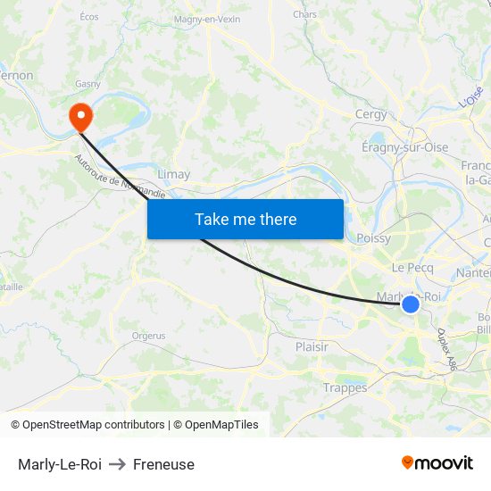 Marly-Le-Roi to Freneuse map