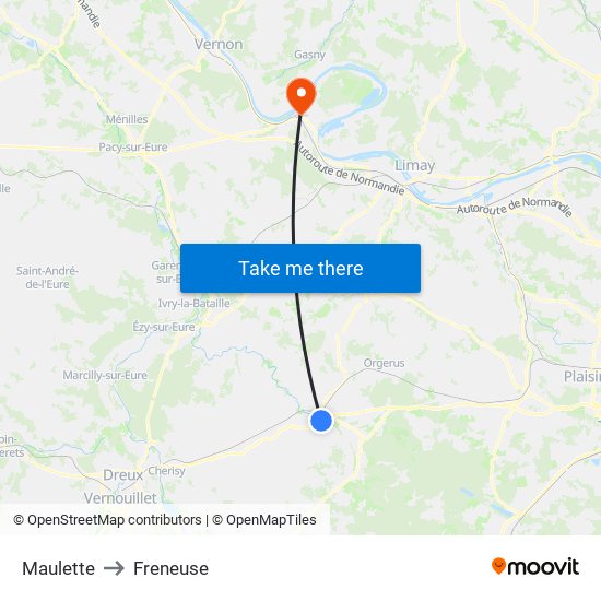 Maulette to Freneuse map