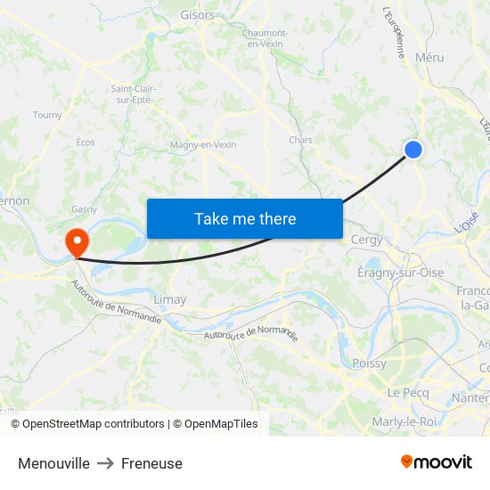 Menouville to Freneuse map
