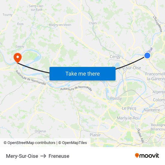 Mery-Sur-Oise to Freneuse map