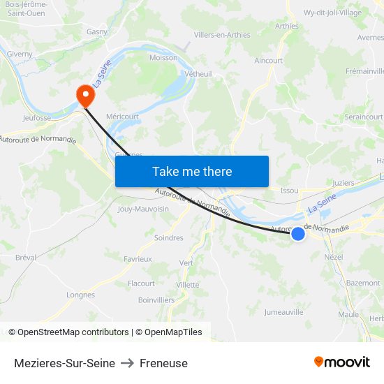 Mezieres-Sur-Seine to Freneuse map