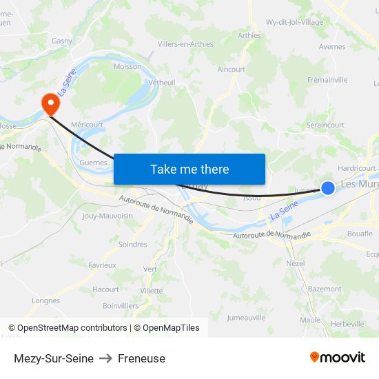 Mezy-Sur-Seine to Freneuse map