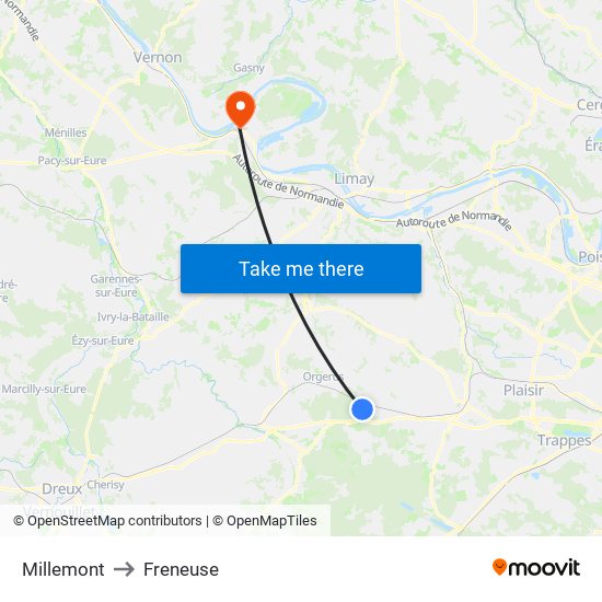 Millemont to Freneuse map