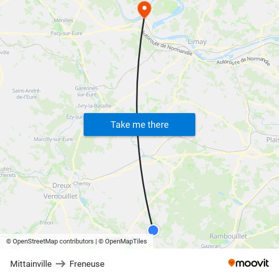 Mittainville to Freneuse map