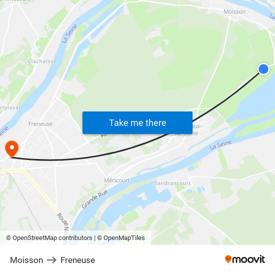 Moisson to Freneuse map