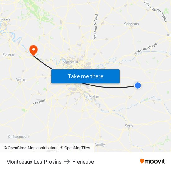 Montceaux-Les-Provins to Freneuse map