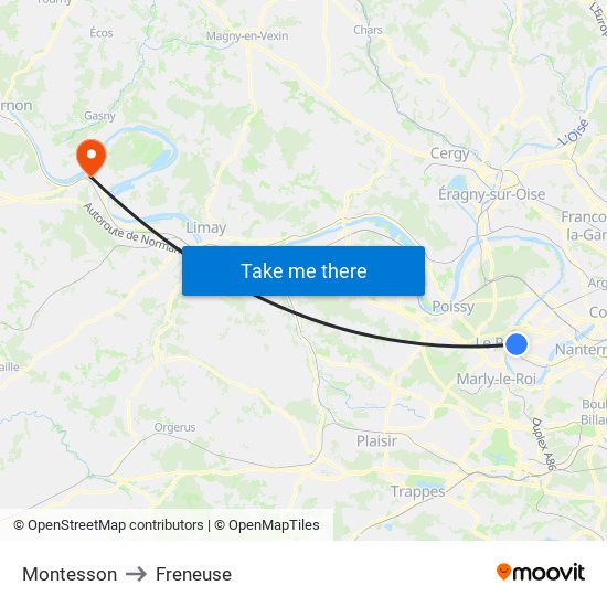 Montesson to Freneuse map