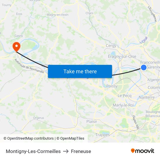 Montigny-Les-Cormeilles to Freneuse map