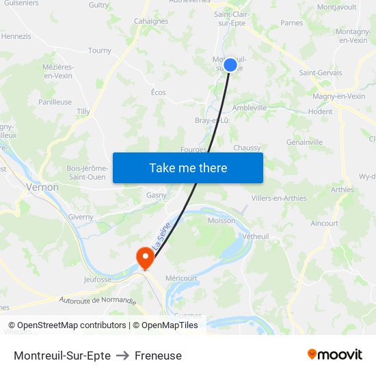 Montreuil-Sur-Epte to Freneuse map