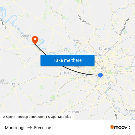 Montrouge to Freneuse map