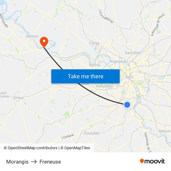 Morangis to Freneuse map