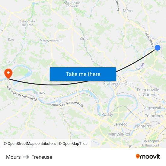 Mours to Freneuse map