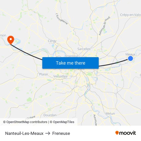 Nanteuil-Les-Meaux to Freneuse map