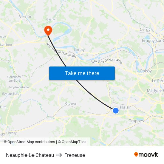 Neauphle-Le-Chateau to Freneuse map