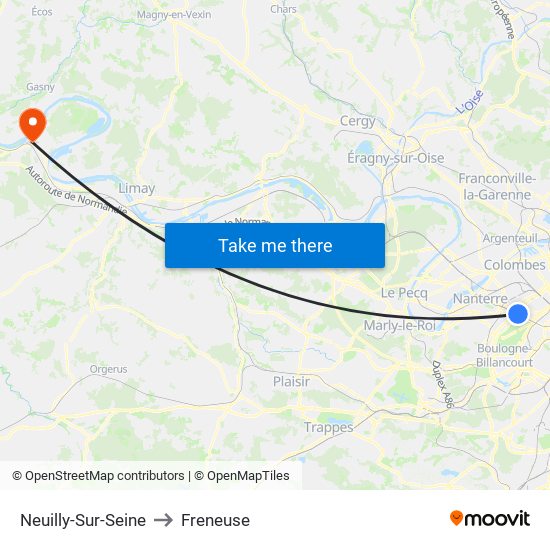Neuilly-Sur-Seine to Freneuse map