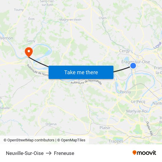 Neuville-Sur-Oise to Freneuse map