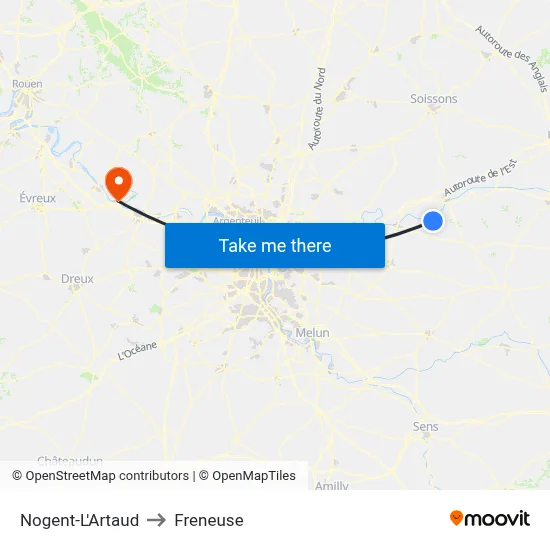 Nogent-L'Artaud to Freneuse map
