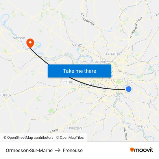 Ormesson-Sur-Marne to Freneuse map