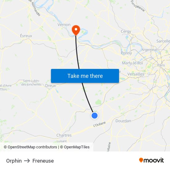 Orphin to Freneuse map