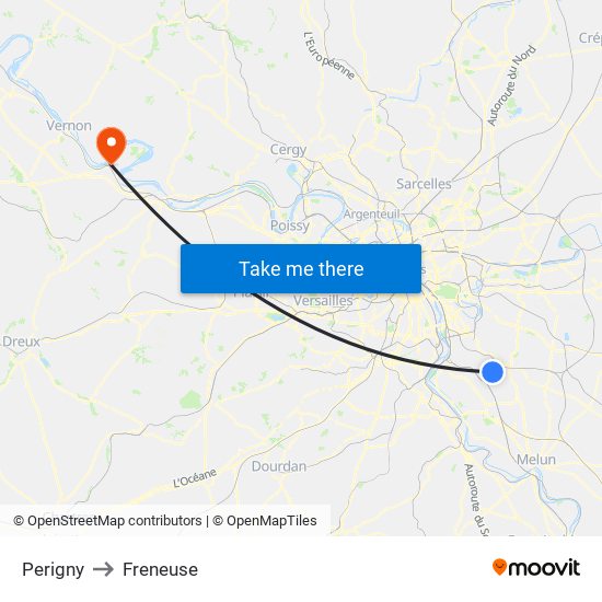 Perigny to Freneuse map