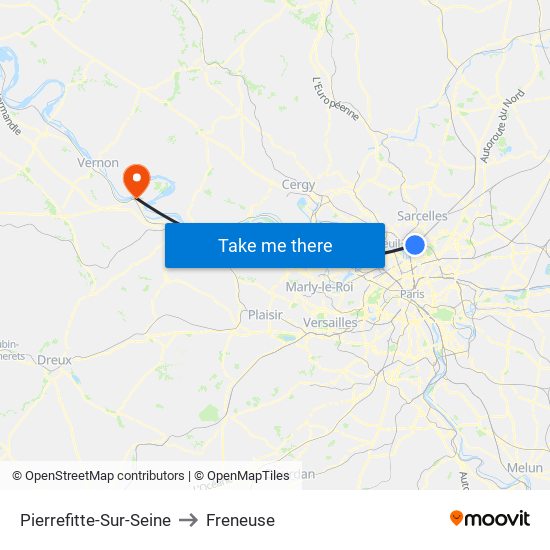 Pierrefitte-Sur-Seine to Freneuse map