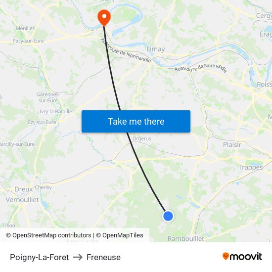 Poigny-La-Foret to Freneuse map