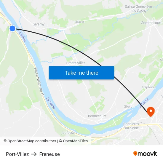 Port-Villez to Freneuse map