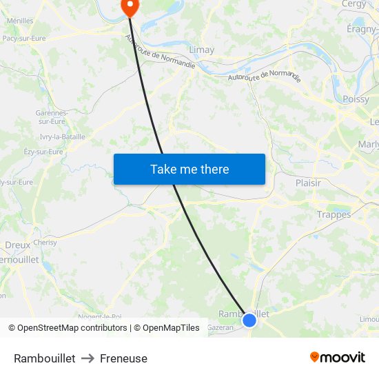 Rambouillet to Freneuse map