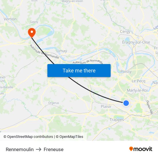 Rennemoulin to Freneuse map