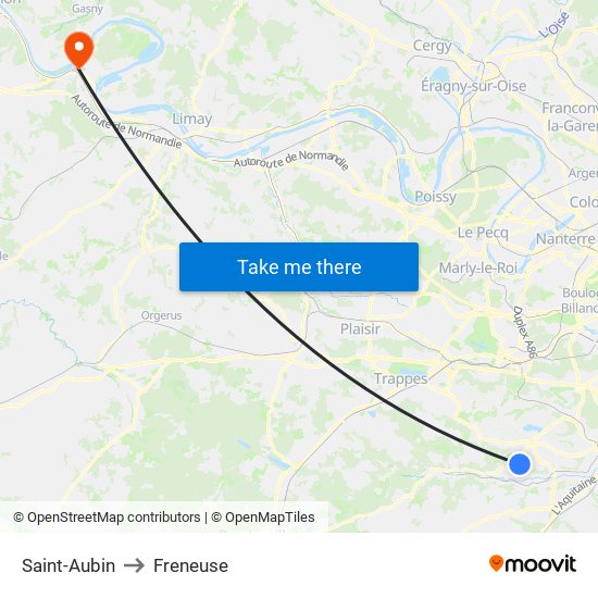 Saint-Aubin to Freneuse map