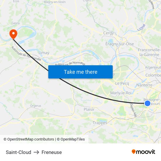 Saint-Cloud to Freneuse map