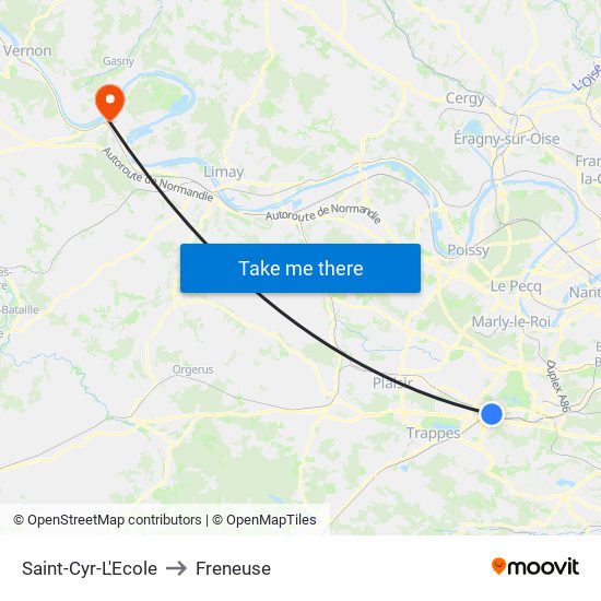 Saint-Cyr-L'Ecole to Freneuse map