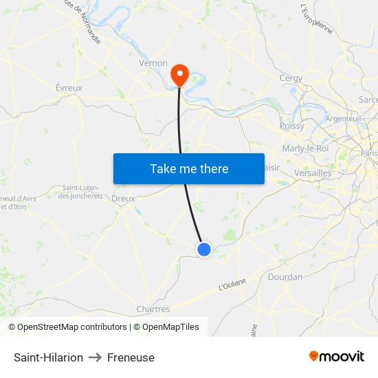 Saint-Hilarion to Freneuse map