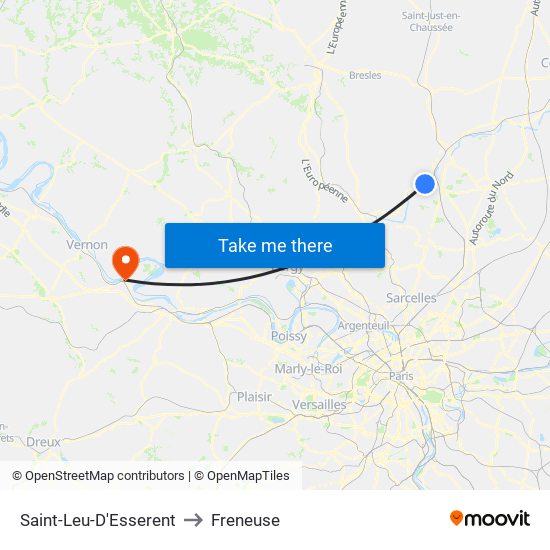 Saint-Leu-D'Esserent to Freneuse map
