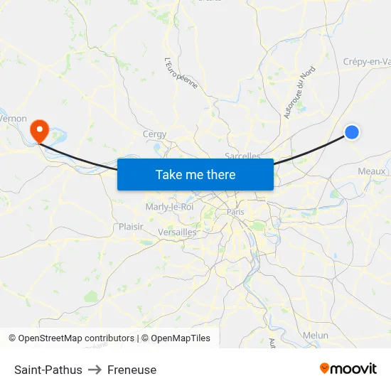 Saint-Pathus to Freneuse map