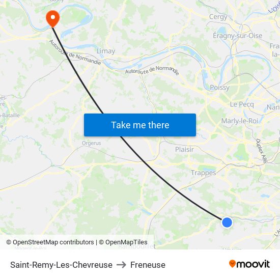 Saint-Remy-Les-Chevreuse to Freneuse map