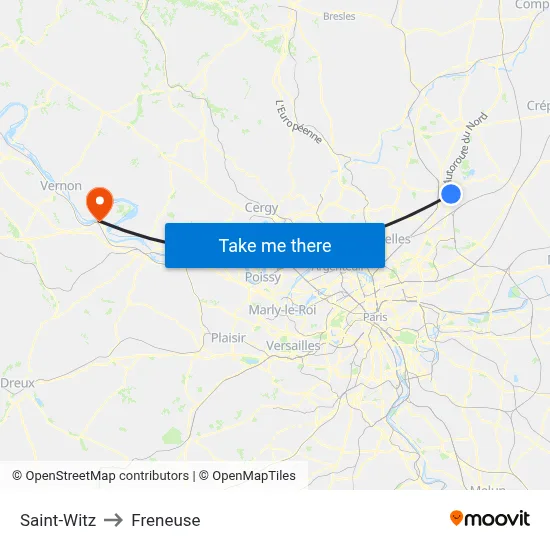 Saint-Witz to Freneuse map