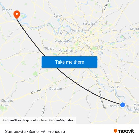Samois-Sur-Seine to Freneuse map