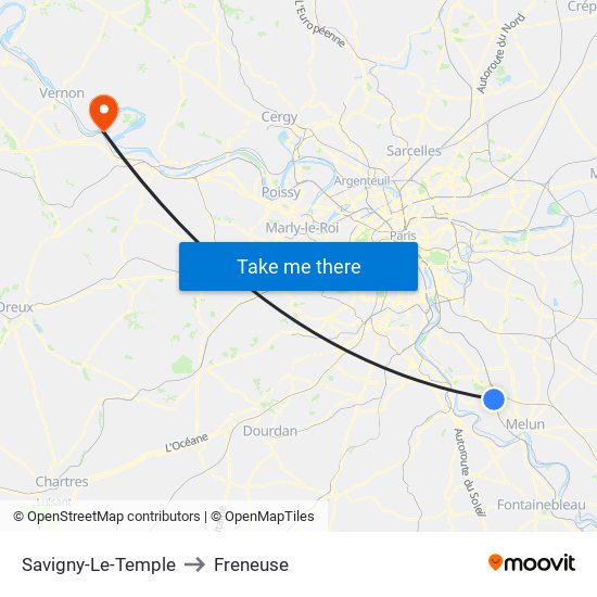 Savigny-Le-Temple to Freneuse map