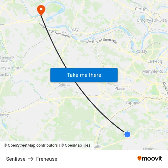 Senlisse to Freneuse map
