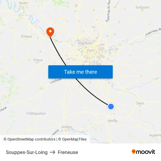 Souppes-Sur-Loing to Freneuse map
