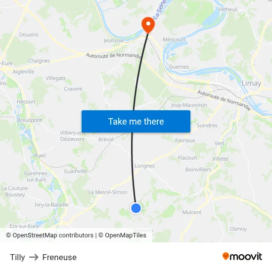 Tilly to Freneuse map