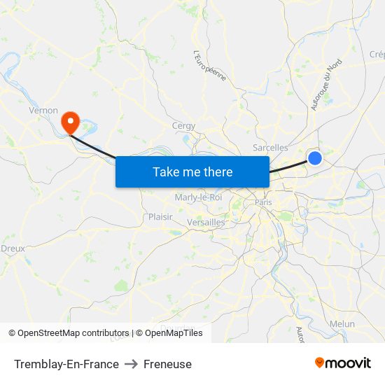 Tremblay-En-France to Freneuse map