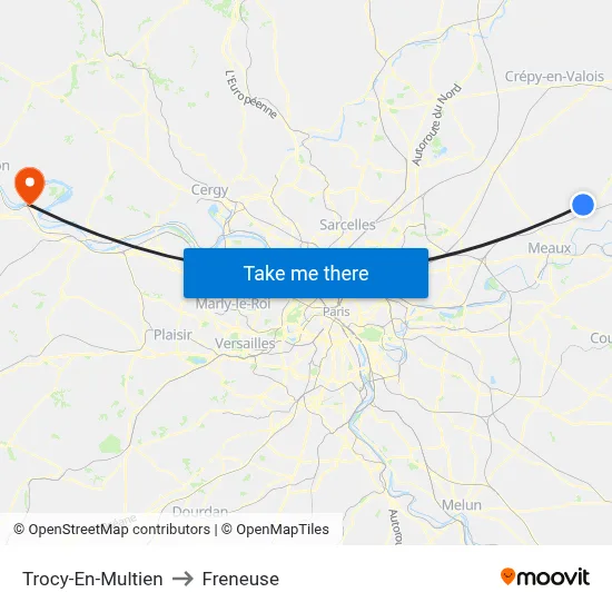 Trocy-En-Multien to Freneuse map