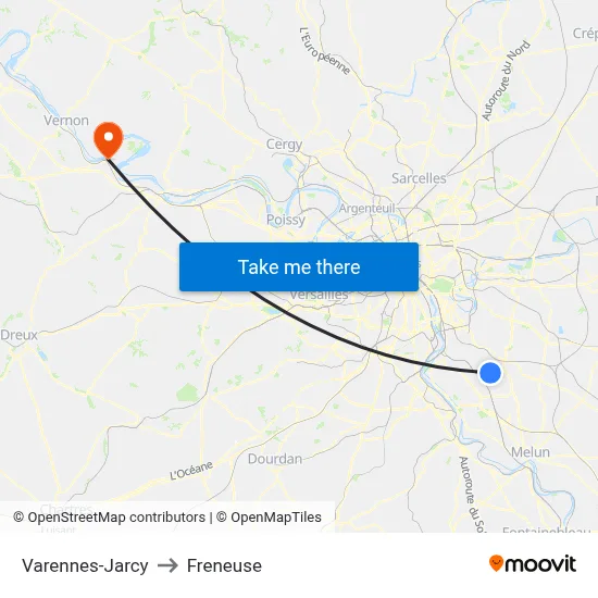 Varennes-Jarcy to Freneuse map