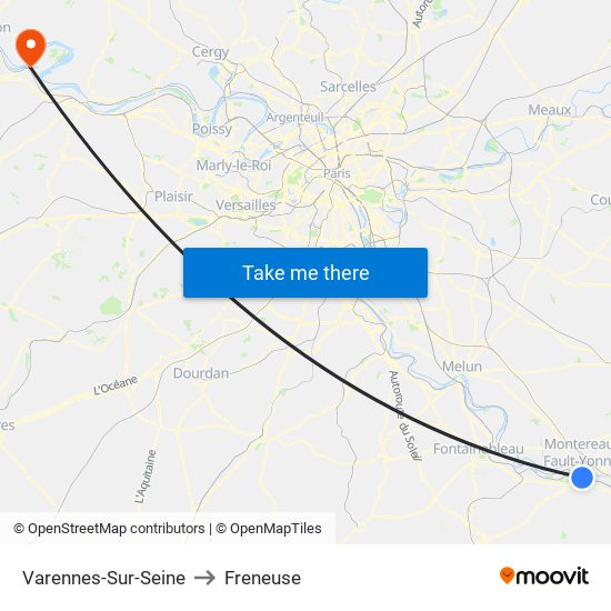 Varennes-Sur-Seine to Freneuse map