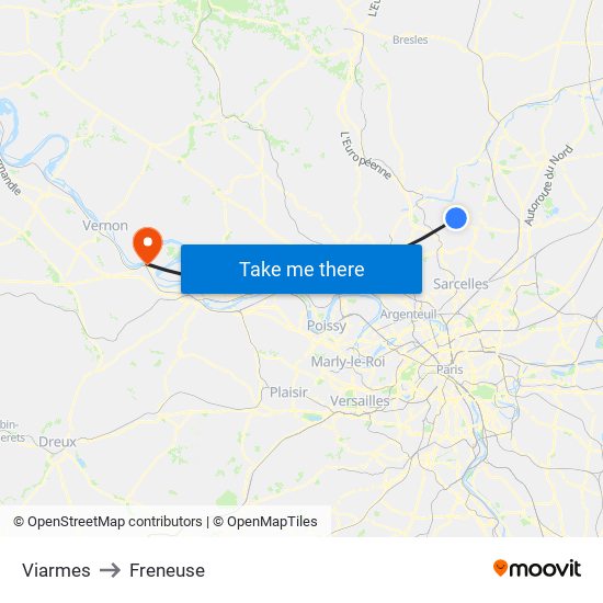 Viarmes to Freneuse map